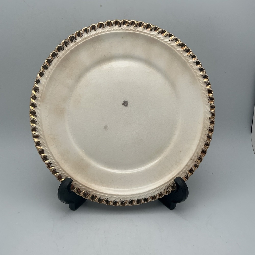 Vintage Pearl China Co. 7" Scalloped Hand‎ Decorated 22KT Gold Plate USA